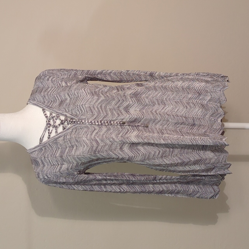 WHBM Gray Chevron Long Sleeve Top, XS